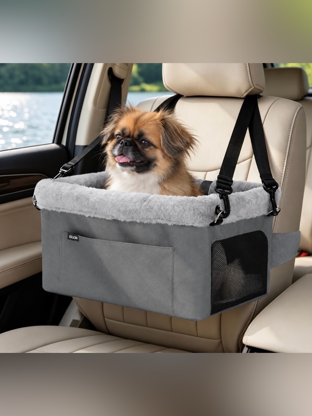 JOEJOY Portable Small Dog Booster Seat, Grey, Small